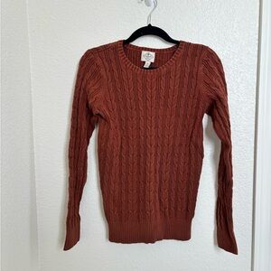 St John’s Bay Chocolate Brown Grandpa Sweater Cable Knit Cotton Blend Size MT